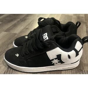 DC Court Graffik Mens Size 9.5 Shoes Black White Comfort Low Top Skater Sneaker